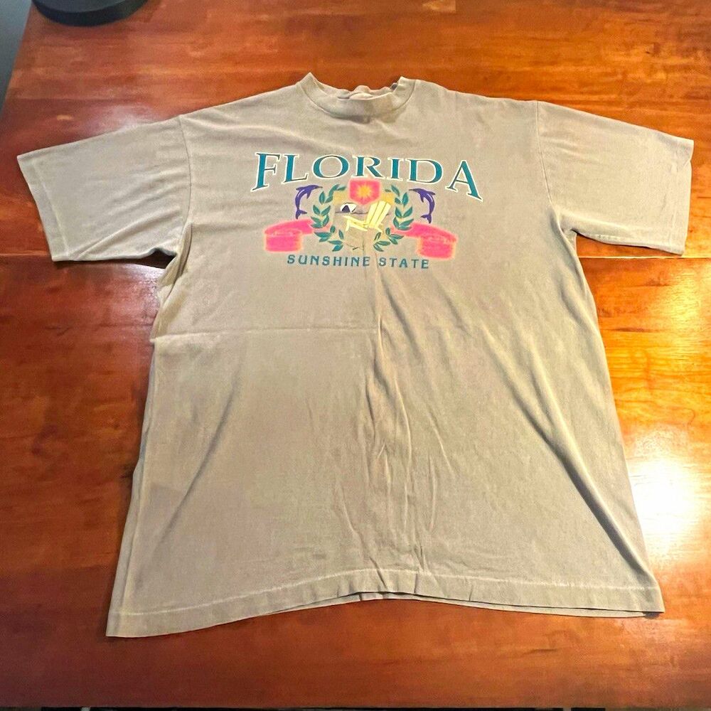 VTG Made in USA Single Stitch Gray Florida T-Shirt Men’s L